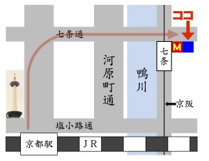 京都の占い処Key&Doorへの地図